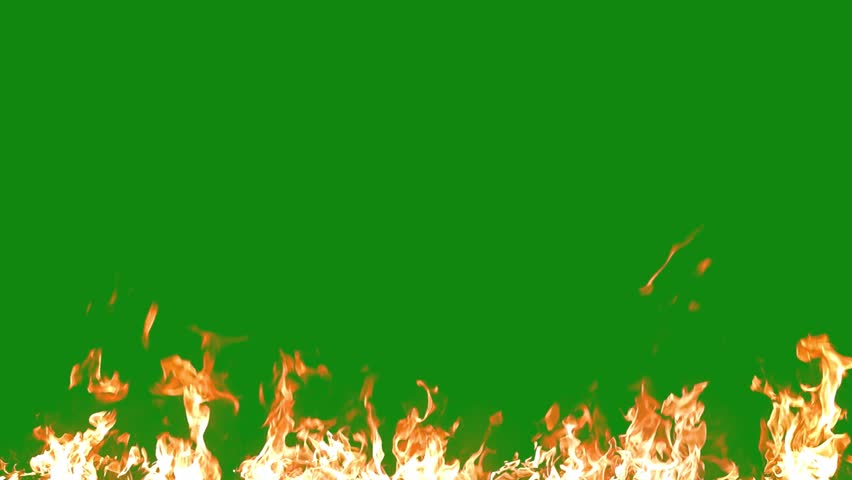 Realistic fire flames green screen