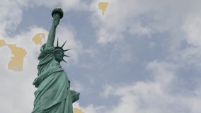 Statue of Liberty on Liberty Island, New York, United States. Blue cooper monument, symbol of democracy and patriotism near Manhattan, NYC USA. Clouds on sky. American independence. Torch and crown. - Powered by Shutterstock - Get 15% off with code: PIKWIZARD15