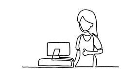 continuous line animation of female cashier at supermarket - Powered by Shutterstock - Get 15% off with code: PIKWIZARD15