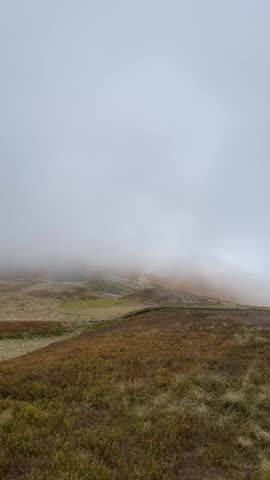 Video: Extremely thick fog engulfing mountain slopes on a gloomy autumn day, Carpathians