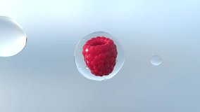 Raspberry Inside Clear Water Droplet Floating in the Air on Light Blue Background
 - Powered by Shutterstock - Get 15% off with code: PIKWIZARD15