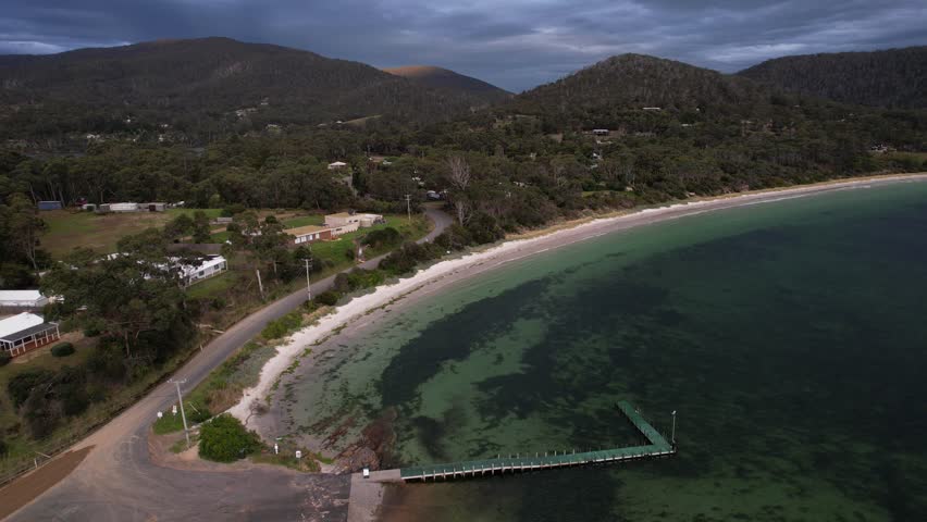 Wedge Bay In White Beach, Tasmania, Australia - Aerial Drone Shot
