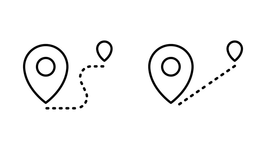 Animation of GPS map. distance icon animation, moving from point to point, point Location animation destination, and location mark pointer