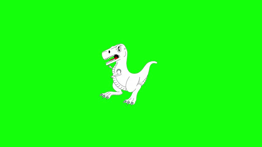 A fierce cartoon dinosaur roars proudly on green screen—perfect for dramatic intros and explosive edits.
