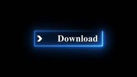 Neon download button animation on black background with arrows pointing right, glowing interface icon signaling click to start download. digital interface symbol for file downloading and web apps - Powered by Shutterstock - Get 15% off with code: PIKWIZARD15