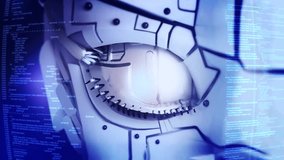 AI robot eye dark tech space, cyborg vision digital background. Cyber security, future data, artificial intelligence, network high technology display application reality holograms safety scanning 3D - Powered by Shutterstock - Get 15% off with code: PIKWIZARD15