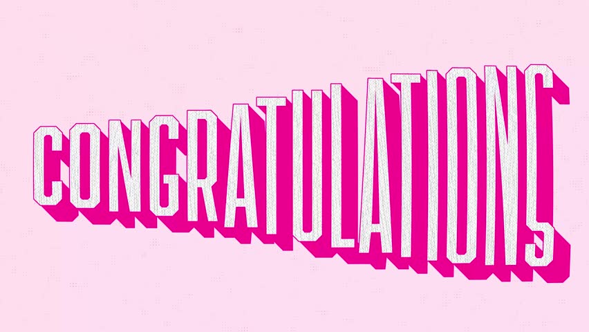 Congratulations Stretchy Title Animation With Dots Background