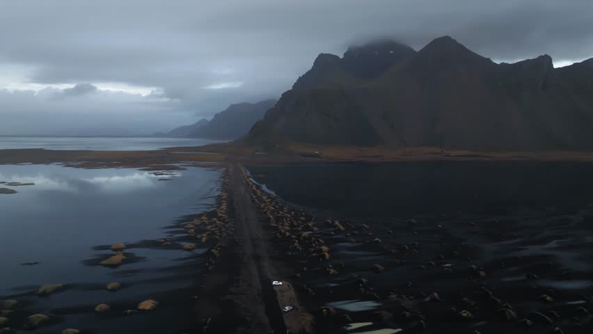 Aerial view of Stokksnesvegur