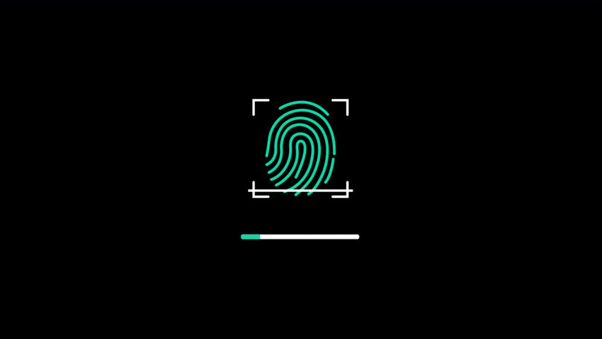 Fingerprint Scanning. Biometric Security Concept Animation Video - Transparent