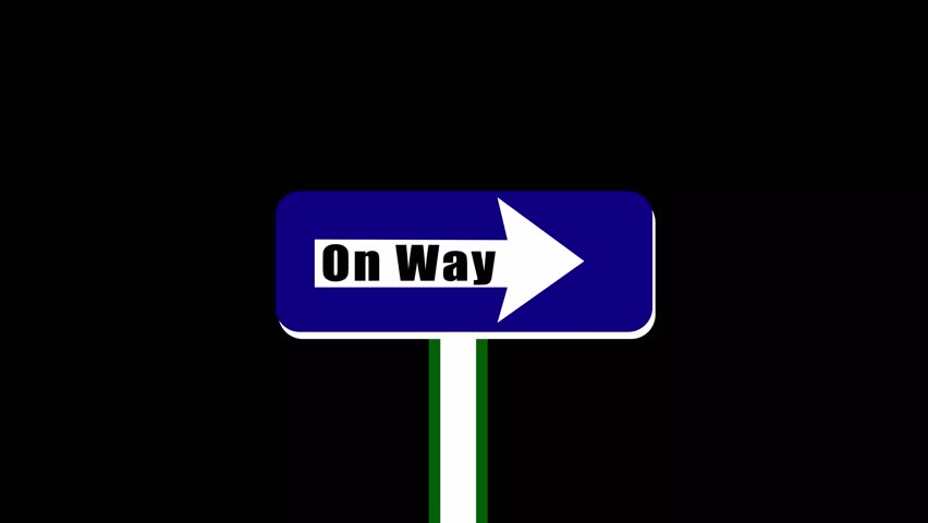 Abstract close up slow motion of one way text with white arrow symbol traffic sign signaling to car traffic only one-way movement direction left to right way