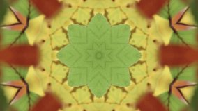 Green Leaf Kaleidoscope Pattern with Yellow and Orange Abstract Background - Powered by Shutterstock - Get 15% off with code: PIKWIZARD15