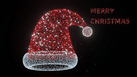 A giant, rotating Santa hat, spins 360 degrees against a black backdrop, showering tiny falling stars. - Powered by Shutterstock - Get 15% off with code: PIKWIZARD15