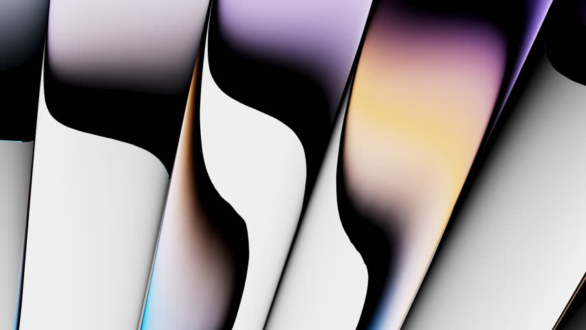 Looping 3D animation. Abstract aesthetic background featuring colorful liquid bubbles. Gradients slide inside on a glossy ribbed glass surface. Optical illusion with a transformation effect