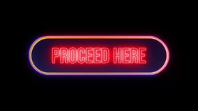 Proceed Here, Button Click Animation with Computer Mouse Cursor and Luxury Neon Glow Colorful Border on Black Background - Powered by Shutterstock - Get 15% off with code: PIKWIZARD15
