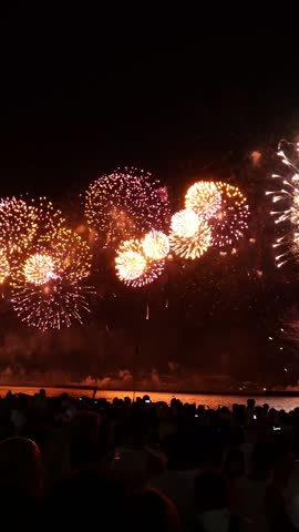 Fireworks on New Year's Eve at Copacabana beach in Rio de Janeiro.