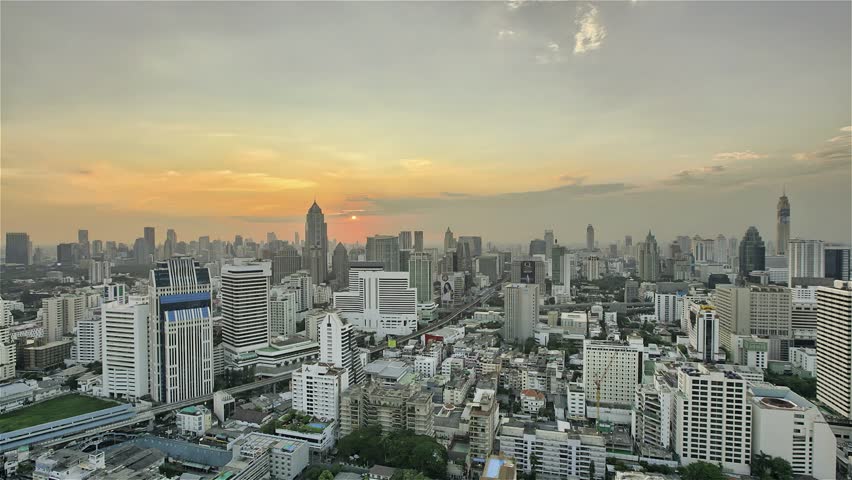 Bangkok Thailand Modern Skyline from Day to Night Timelapse