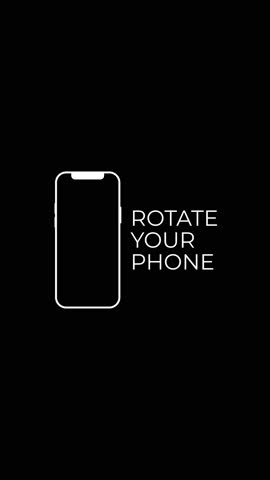 Rotate Your Phone Animation Text From Vertical to Landscape orientation on Isolated vertical black screen.