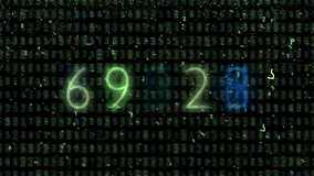 Digital Data Matrix Neon Numbers Stream. A high tech digital scene featuring glowing numbers in a dark matrix. Represents data flow, coding, and information technology - Powered by Shutterstock - Get 15% off with code: PIKWIZARD15