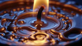 Macro shot of a warm candle flame flickering, illuminating intricate melted wax patterns. Perfect for relaxation, meditation, or cozy ambiance. - Powered by Shutterstock - Get 15% off with code: PIKWIZARD15