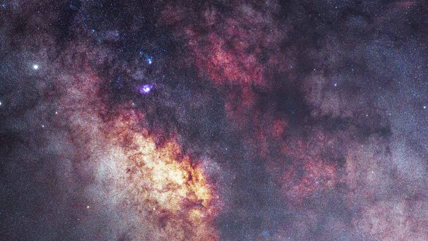 Close up Milky Way galaxy,  space cosmos time lapse,. Astronomical background.