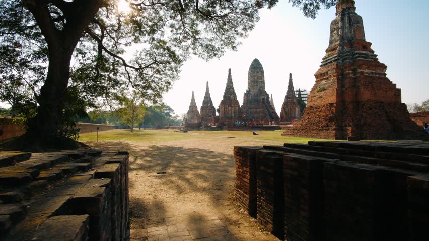 Ancient buddhist temple ruins, Wat Chaiwatthanaram in Ayutthaya Historical Park, Thailand. UNESCO World Heritage Site