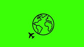 airplane circling around globe icon animation on green screen 4K motion graphic - Powered by Shutterstock - Get 15% off with code: PIKWIZARD15