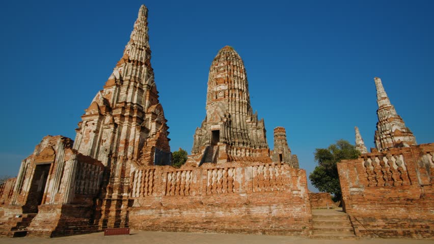 Ancient Wat Chaiwatthanaram ruins in Ayutthaya Historical Park, Thailand. UNESCO World Heritage Site