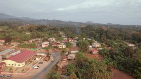Aerial view of São Tomé Countryside with buildings and road - Powered by Shutterstock - Get 15% off with code: PIKWIZARD15