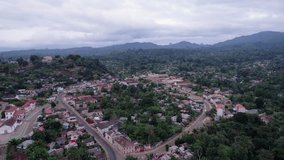 Aerial view of São Tomé Countryside with buildings and road - Powered by Shutterstock - Get 15% off with code: PIKWIZARD15