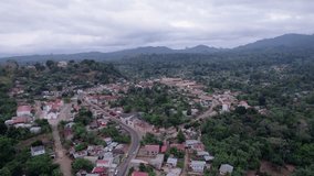 Aerial view of São Tomé Countryside with buildings and road - Powered by Shutterstock - Get 15% off with code: PIKWIZARD15