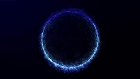 Energy ring glow with digital plasma flow in dark space creating a sci-fi circle made of electric particles in seamless 4K loop - Powered by Shutterstock - Get 15% off with code: PIKWIZARD15