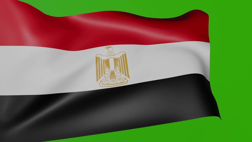 Flag of Egypt waving on green screen.