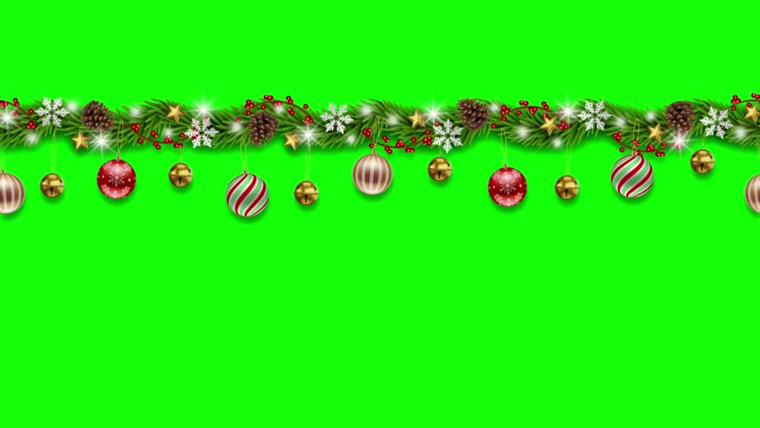 christmas animated frame with pine branches and decorations. christmas garland with animated christmas balls and ligts. christmas motion graphic