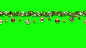 christmas animated frame with pine branches and decorations. christmas garland with animated christmas balls and ligts. christmas motion graphic - Powered by Shutterstock - Get 15% off with code: PIKWIZARD15