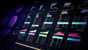 Futuristic financial trading dashboard motion background with glowing charts, analytics interface, stock market graphs, and real-time fintech data visualization design - Powered by Shutterstock - Get 15% off with code: PIKWIZARD15