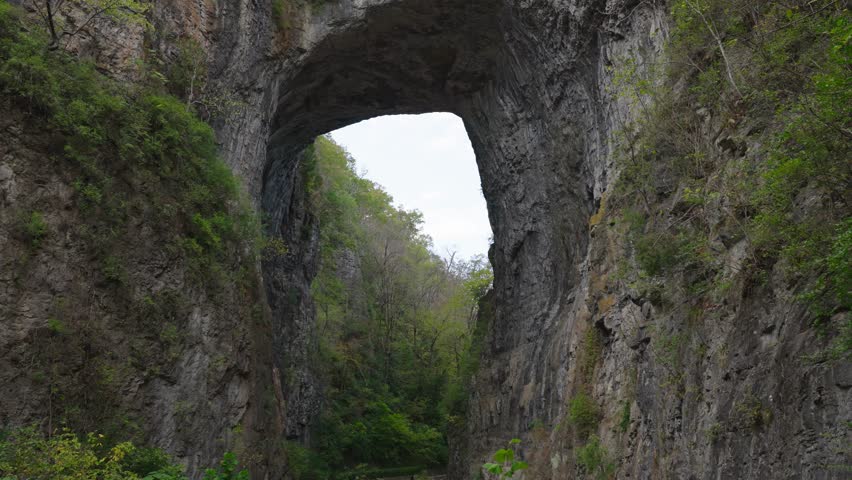 The towering limestone arch of Natural Bridge State Park in Virginia stands as one of the state’s most iconic natural landmarks, carved by centuries of flowing water.