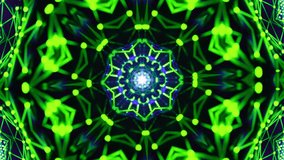 4k Resolution Video: Technology And Pattern Concept. Abstract Neon Green Geometric Kaleidoscope With Glowing Network Nodes Seamless Looped Animating On Dark Background - Powered by Shutterstock - Get 15% off with code: PIKWIZARD15