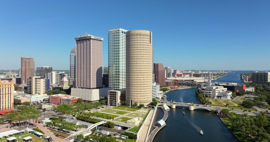 Aerial view of downtown Tampa, Florida, showcasing the city
