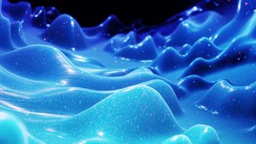 Fantastical festive blue bg. Stylish abstract looped background, waves move on glossy surface like landscape made of liquid blue wax with sparkles. Beautiful soft background with smooth animation 4k - Powered by Shutterstock - Get 15% off with code: PIKWIZARD15