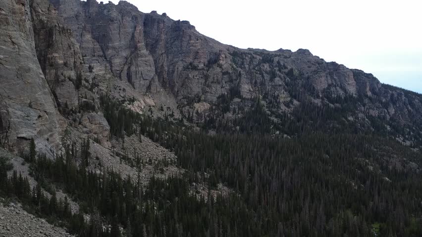 Circular aerial shot from Rocky Mountains in Colorado