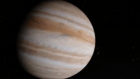 Timelapse animation of planet Jupiter rotating with its moons orbiting, showcasing the gas giant’s bands, storms, and celestial motion in space. - Powered by Shutterstock - Get 15% off with code: PIKWIZARD15