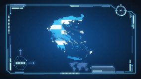 Futuristic Digital Greece map HUD animation, global network cyber technology, government, Country Map, Politics, Travel, News, and Sports Events - Powered by Shutterstock - Get 15% off with code: PIKWIZARD15