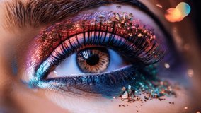 Crop of female eye with colorful make up. Beautiful fashion model with creative art makeup. Abstract colourful splash make-up. Holi festival


 - Powered by Shutterstock - Get 15% off with code: PIKWIZARD15