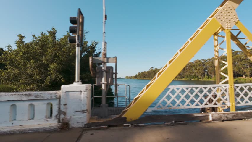 Driving Over a Yellow Drawbridge in the Sacramento-San Joaquin River Delta