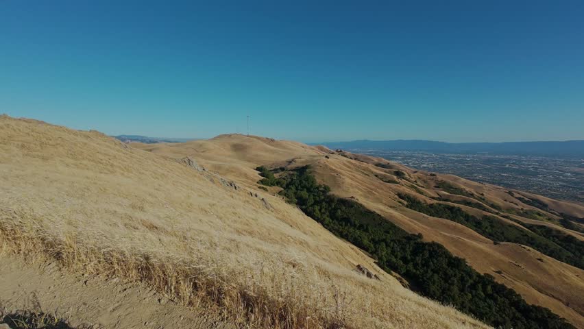 Wide View of Dry Rolling Mountains Overlooking the San Jose Valley