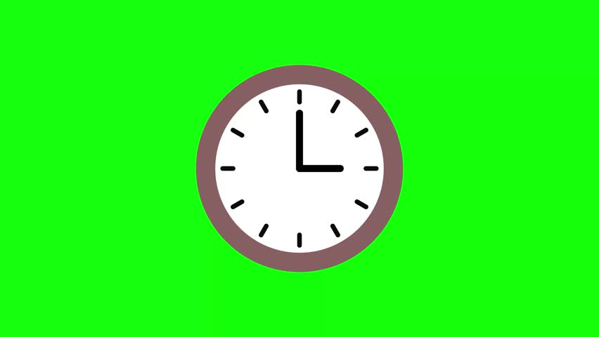 Time, Clock, Hour animated icon. Green screen animated icon. Animated icon green screen about wall clock.