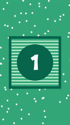 Day 1-5 Advent Calendar Opening Zoom Reveal Transition to Green Screen Chroma key Background Graphic Animation - 4K Vertical Video 4 seconds 