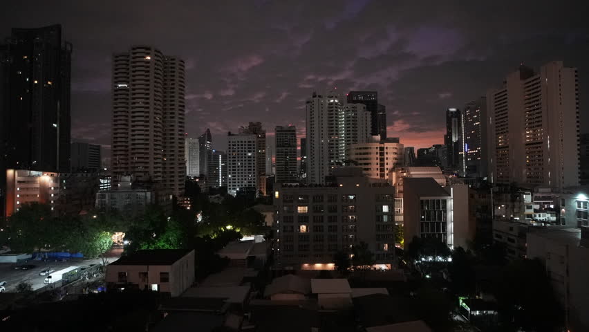 Time lapse night to day of the city. Time lapse, city, nature.
