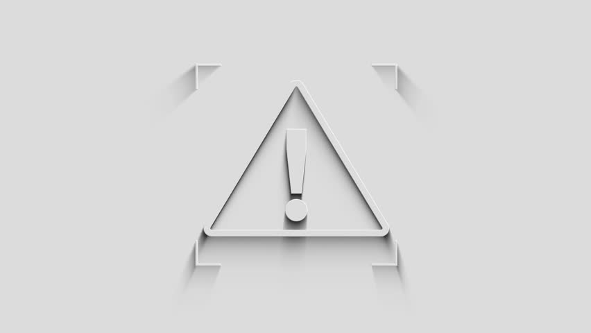 Alert warning and security breach alert symbol with natural shadow. Cyber technology icon loopable and seamless abstract concept. 3d light and shade object.