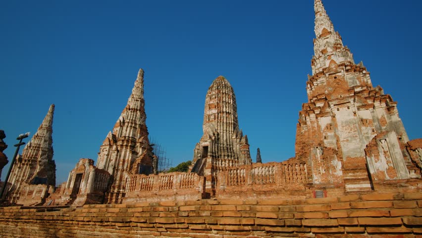 Ancient buddhist temple ruins, Wat Chaiwatthanaram in Ayutthaya Historical Park, Thailand. UNESCO World Heritage Site